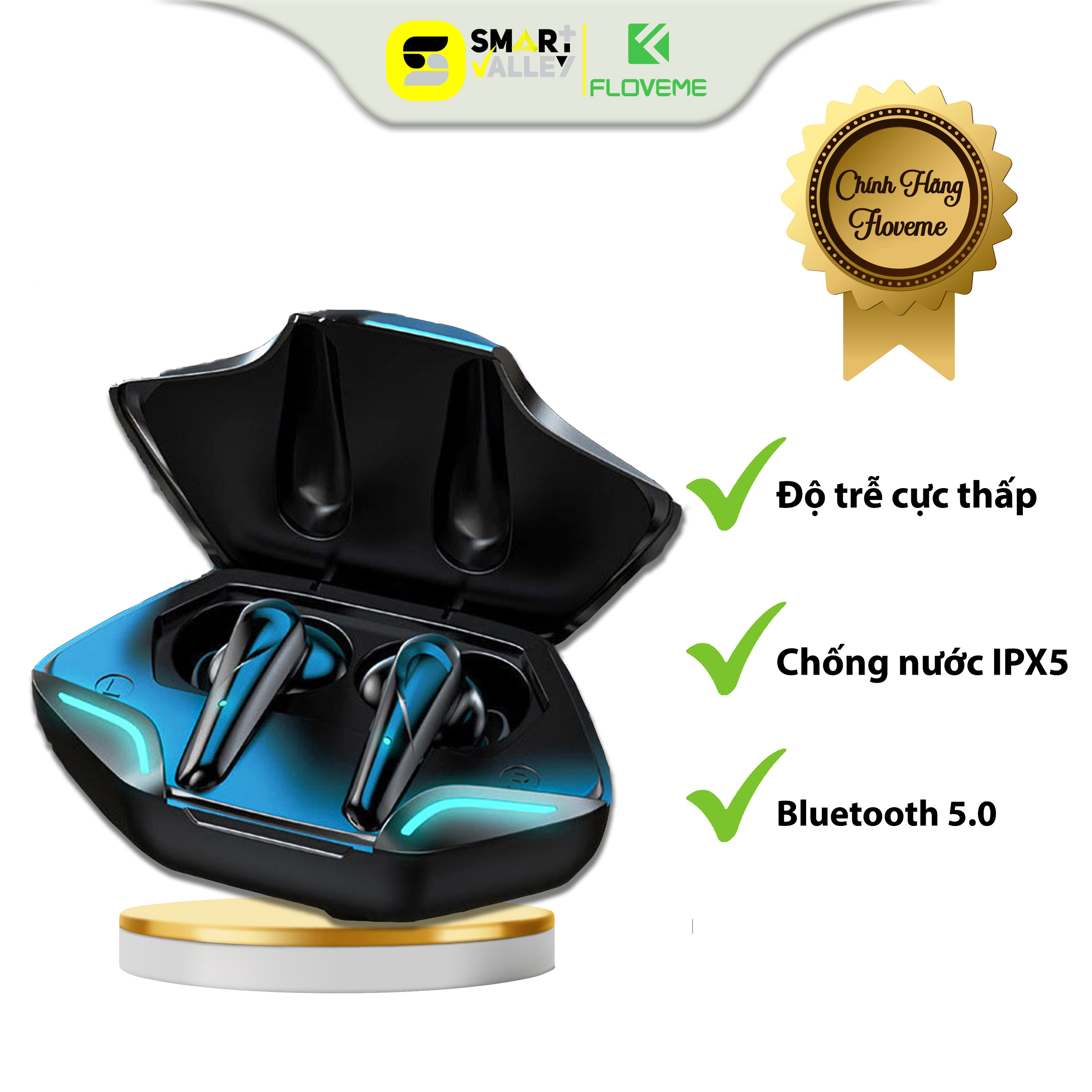 Tai Nghe Gaming Không Dây G11 FLOVEME - Phong cách game thủ - Bluetooth v5.0 - Chống nước tiêu chuẩn IPX5 - Micro đàm thoại - Hàng chính hãng