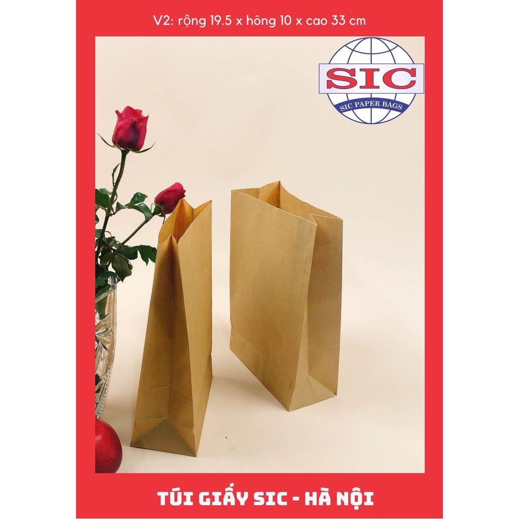 100 CHIẾC TÚI GIẤY KRAFT V2: 19.5X10X33 KHÔNG QUAI ( ẢNH THẬT)