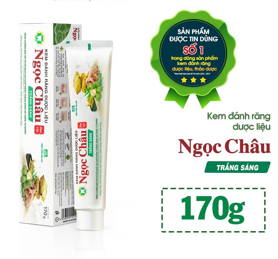 Kem Đánh Răng Dược Liệu Ngọc Châu Trắng Sáng 170g