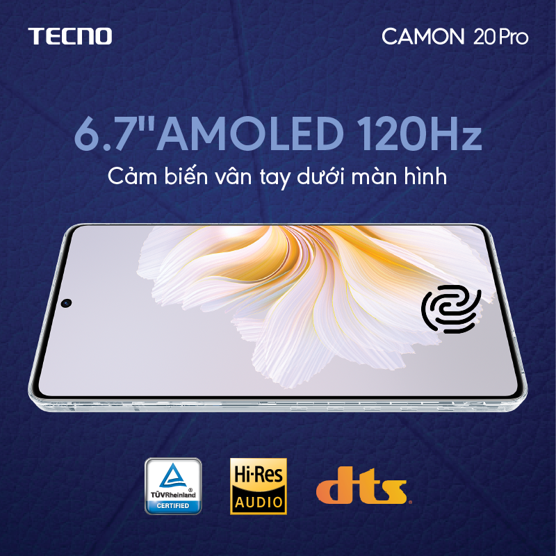 Điện thoại Tecno CAMON 20 Pro 8GB/256GB - Camera 64MP + 32MP | Helio G99 | 5000 mAh/ 33W | 6.7'' FHD AMOLED - Hàng Chính Hãng - BH 13 Tháng