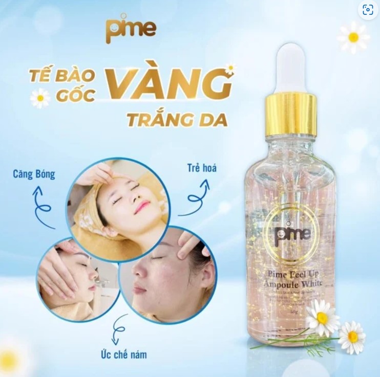 TẾ BÀO GỐC TRẮNG DA CĂNG BÓNG PIME FEEL UP AMPOULE WHITE DẠNG LỌ 50ML