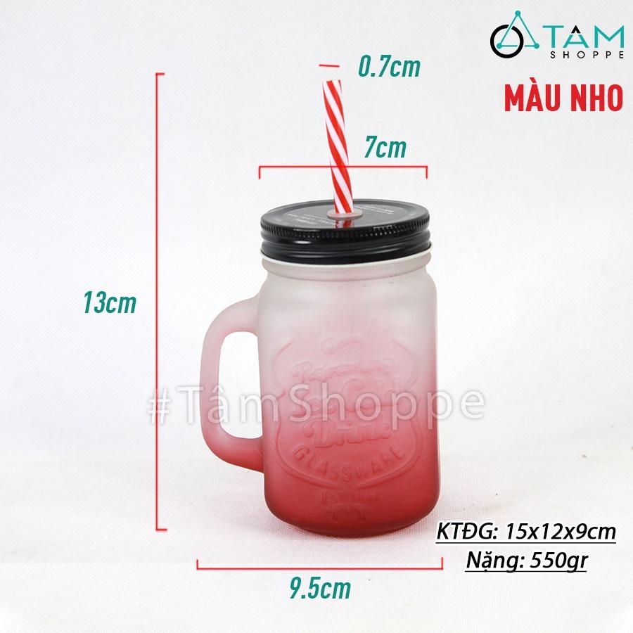 Ly thủy tinh thân vuông có quai mờ nhiều màu LATT-06