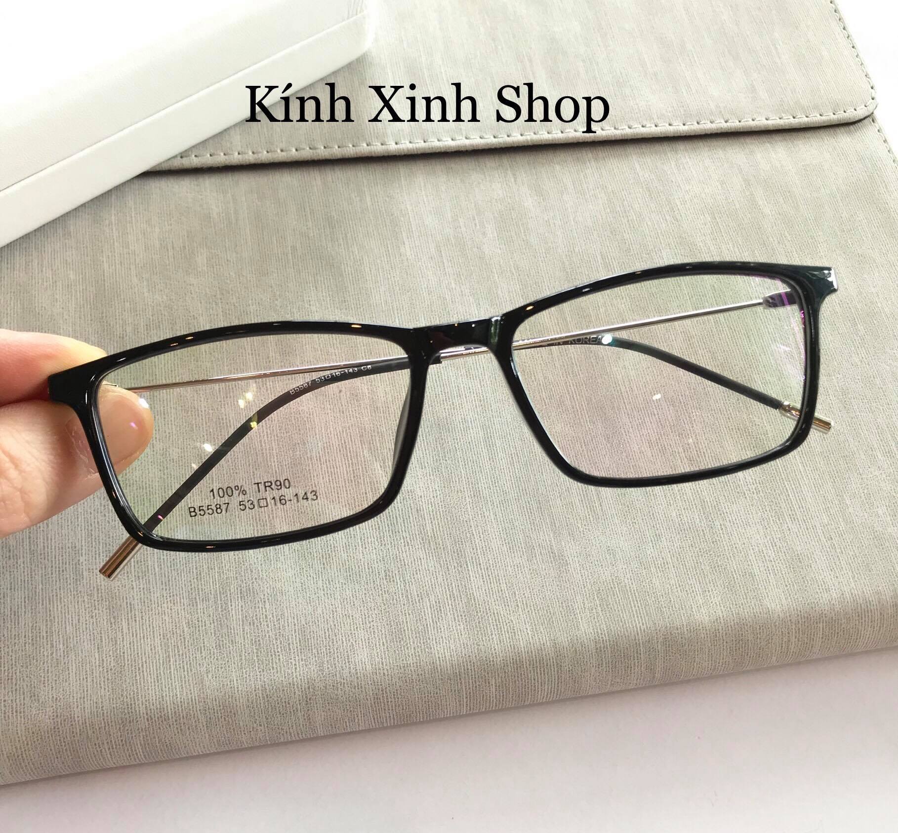 Kính Giả Cận, Gọng Kính Cận Nam Nữ Mắt Vuông Gọng Kim Loại Không Độ Hàn Quốc - KÍNH XINH SHOP