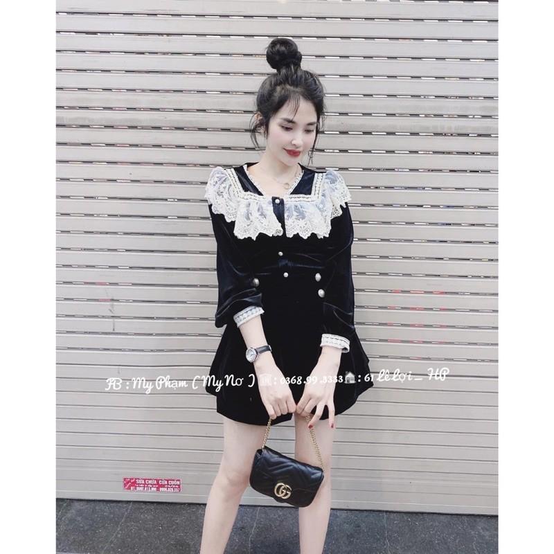 Áo Nhung Cổ Ren Bèo Siêu Xinh, Áo Nhung Kiểu Cổ Ren Khuy Ngọc Có Ảnh Thật Kèm Video