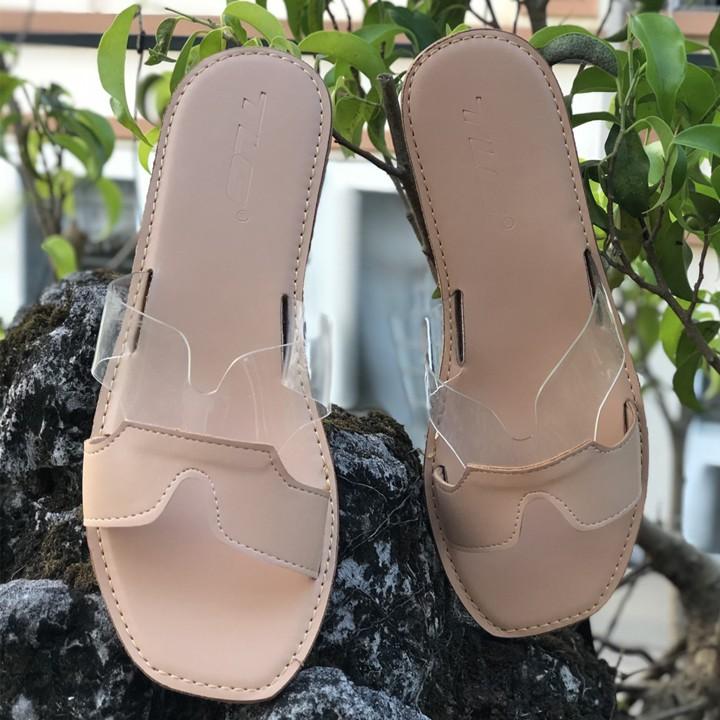 TLG Dép Thời Trang Nữ Da PU Cao Cấp Quai Ngang Chũ H Lót Dép Mềm Mại
