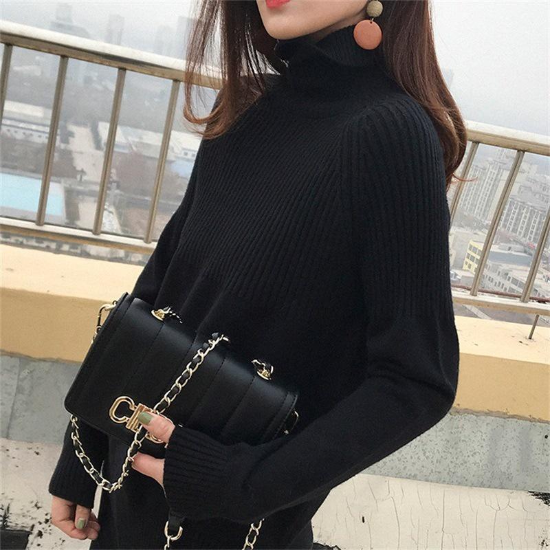 MS336 Áo len cao cổ ngực kẻ sọc