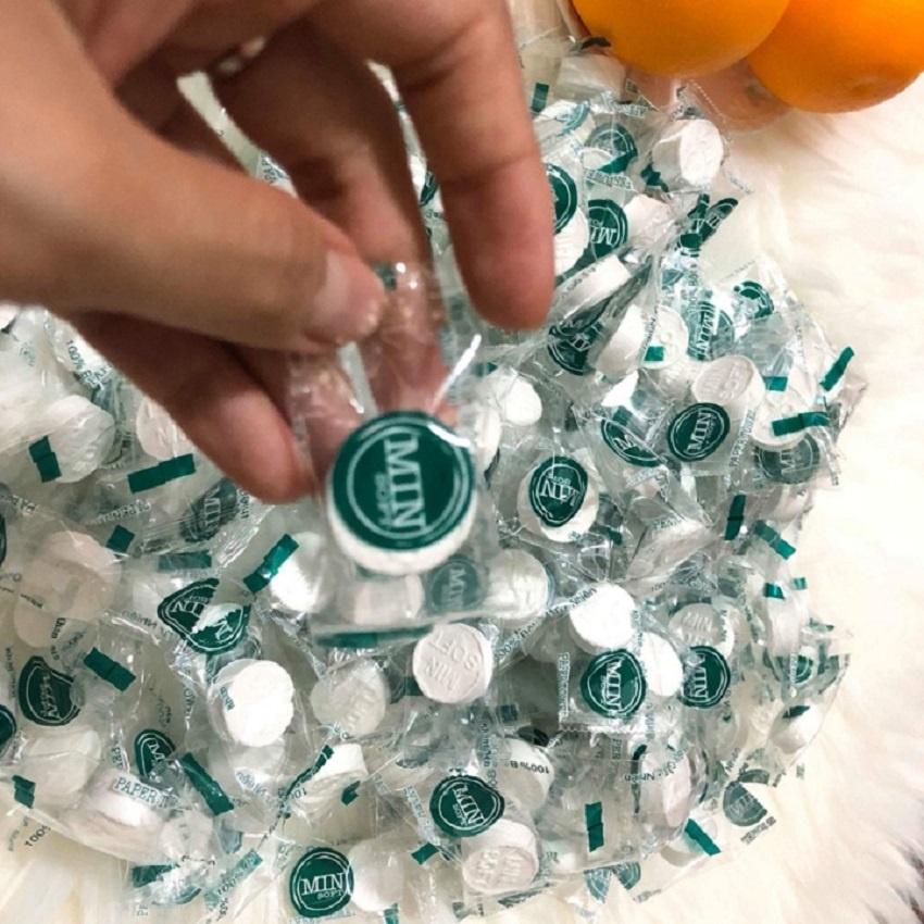 Khăn Nén Dạng Viên Kẹo Tiện Lợi MinSoft 100 viên