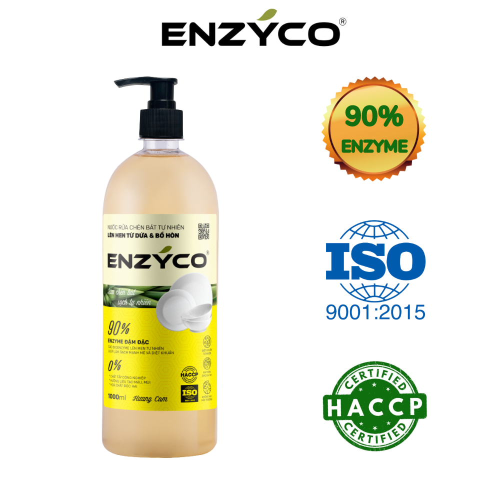 Nước rửa chén bát sinh học ENZYCO 850ml - Chiết xuất Bồ hòn và Enzyme Dứa