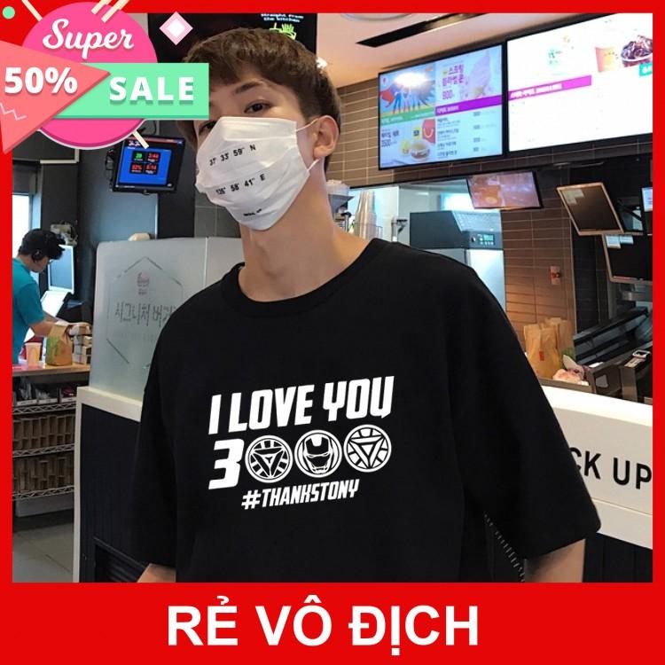 Áo Thun Tay Lỡ Unisex Đen Huyền Bí I Love You 3000