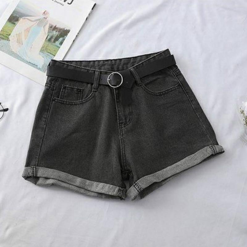 Quần short Nữ Sang Trọng Tất Cả trận đấu Hàn Quốc Thường Ngày Cơ Bản Đơn Giản Bông Tai Kẹp Thanh Thiếu Niên Denim Ngắn Quần Cơ Bản Rời ỐNg RộNg nữ Quần Áo