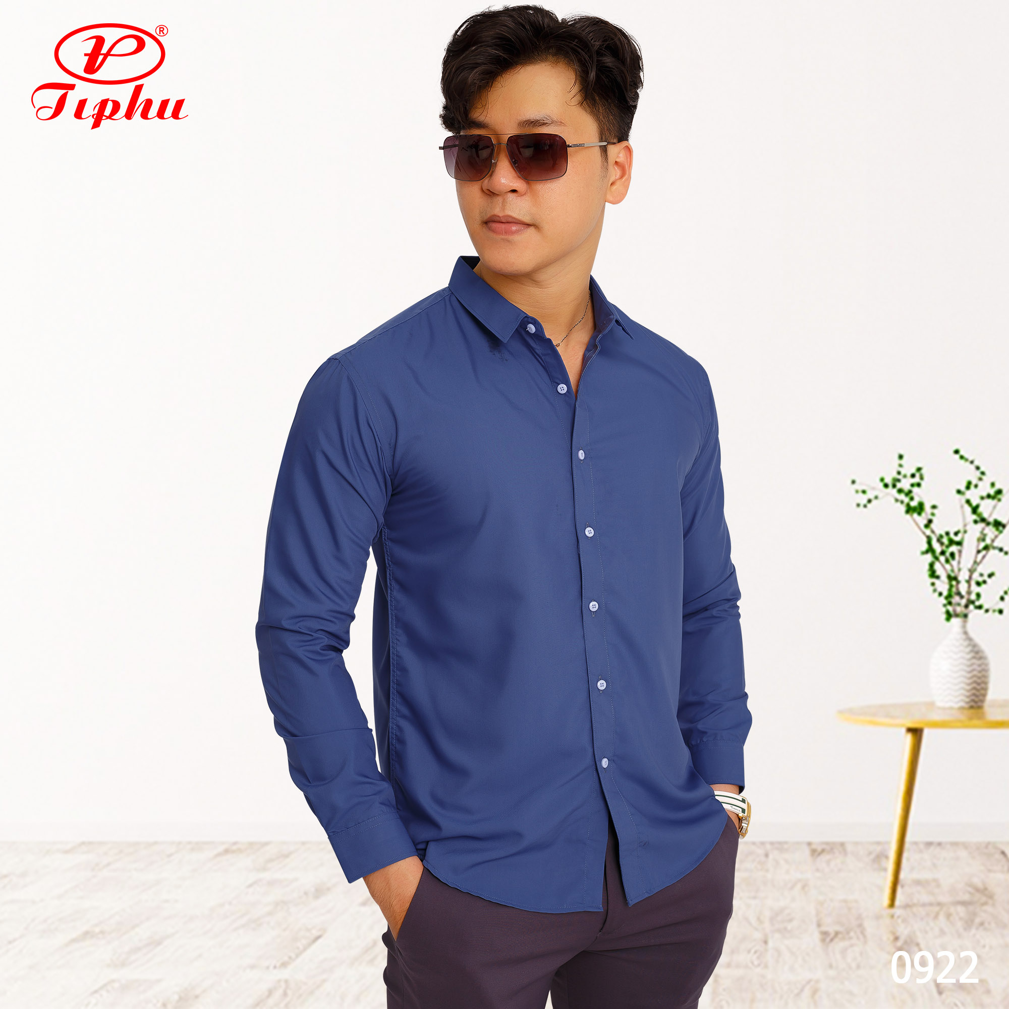 Áo sơ mi nam công sở màu trơn, form slim fit không túi, vải Bamboo, phong cách Hàn, vạt bầu, Amazing