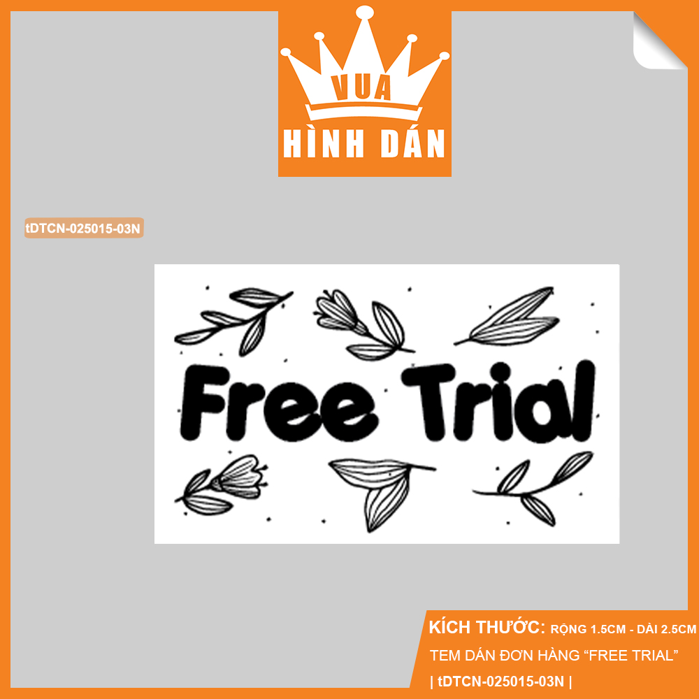 Set 100/500 tem / sticker FREE TRIAL tem dán siêu mini dành cho shop