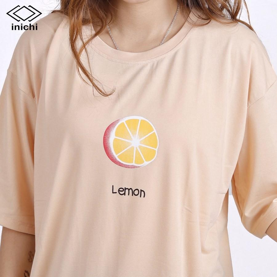 Áo thun INICHI unisex tay lỡ form rộng cá tính, hình in hình quả chanh - IC612