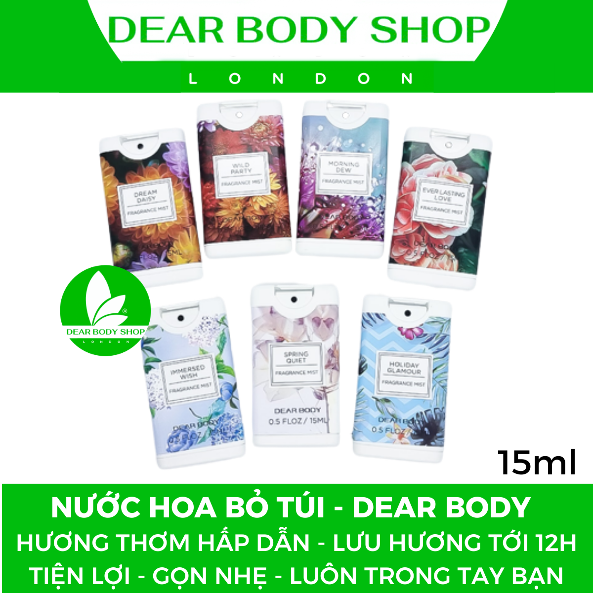 NƯỚC HOA BỎ TÚI DEAR BODY 15ml - Giải Pháp Cho Học Sinh - Sinh Viên Tạo Hương Thơm Tinh Tế - Cuốn Hút - Hấp Dẫn - Lưu Hương Tới 12h