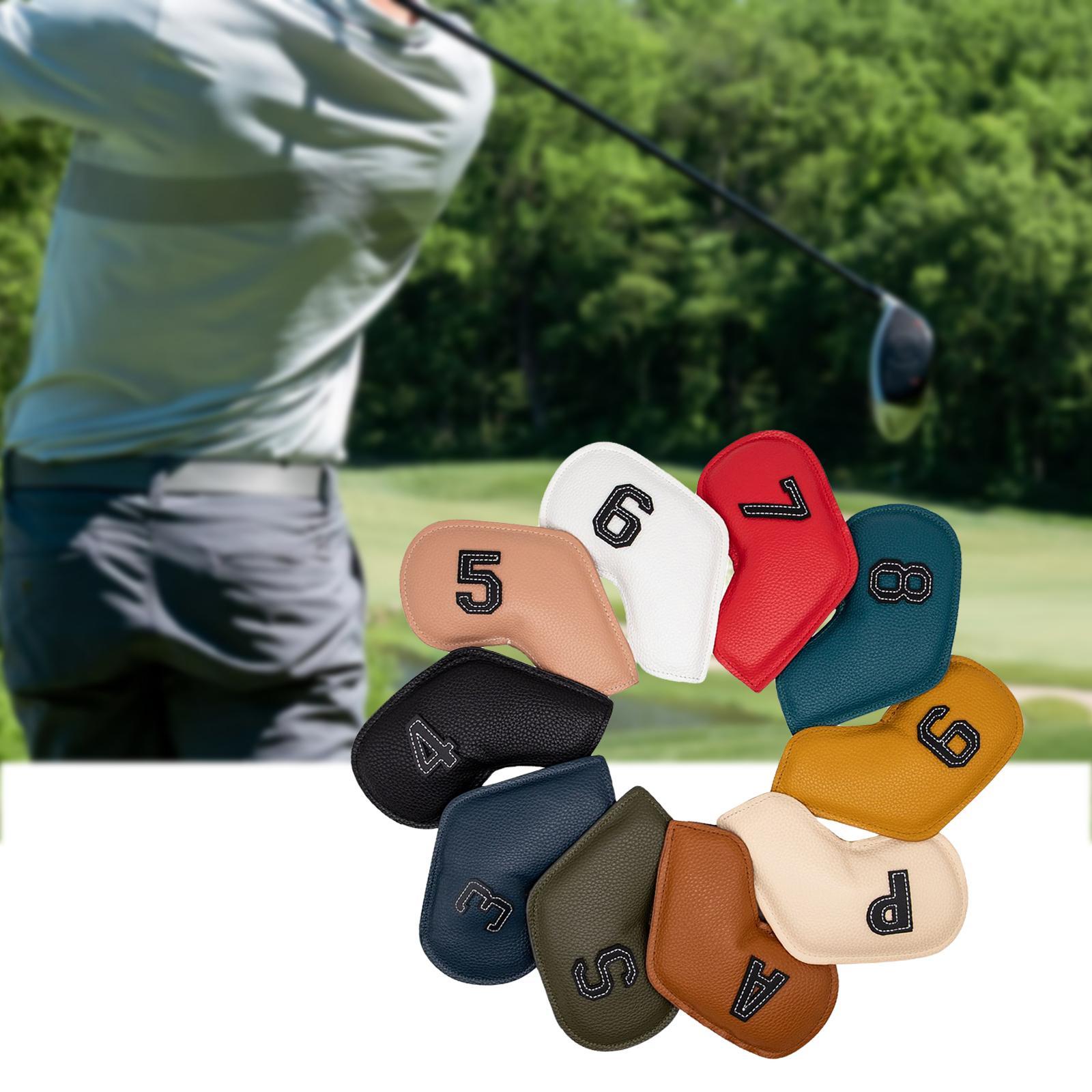 20Pcs Deluxe Golf Iron Headcover 3-9,P,S,A Club Embroidery Number Solid Color Head Cover Club Reused Golf Set Guard for Irons All Brands Men
