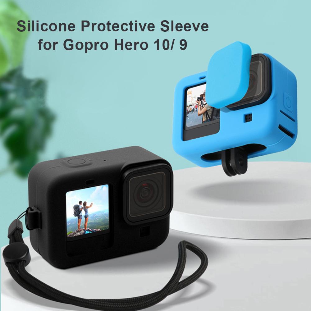 Vỏ silicone cho anh hùng 10 9 Khung nhà ở ống kính bảo vệ nắp ống kính với phụ kiện camera thể thao dây buộc