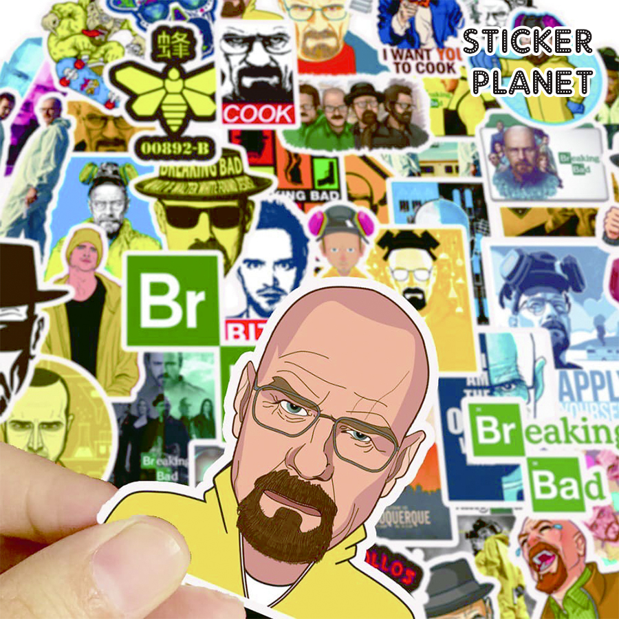 Bộ sticker phim breaking bad chống thấm nước trang trí mũ bảo hiểm, đàn, guitar, ukulele, điện thoại laptop