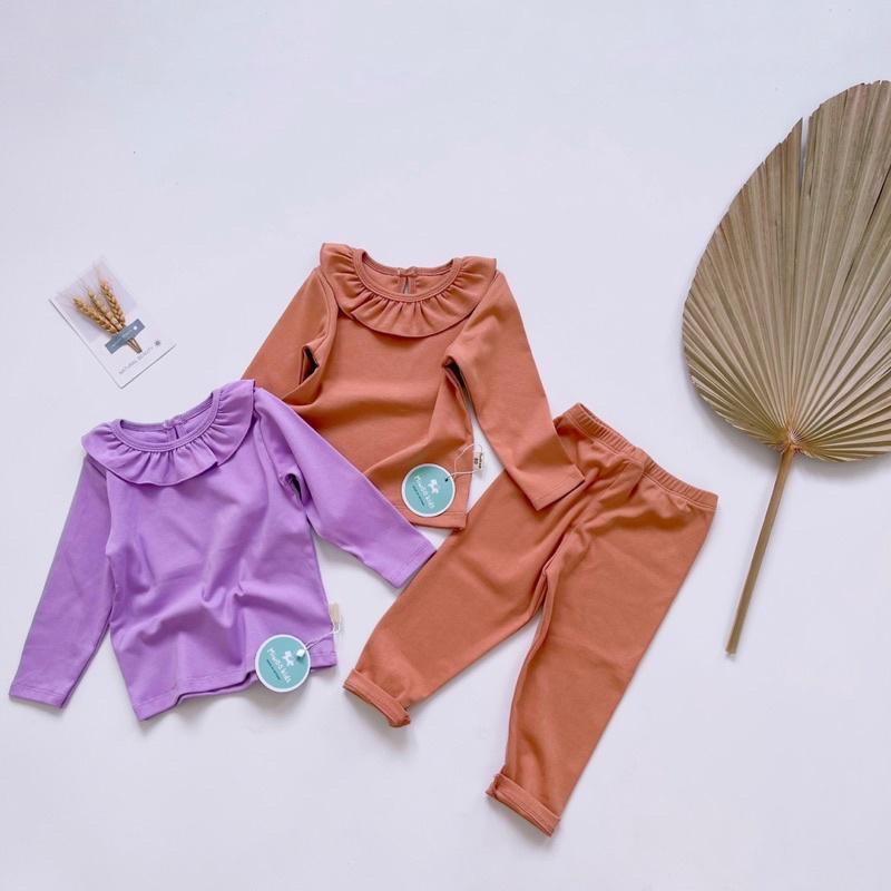 Bộ dài tay cho bé, đồ bộ bé gái cổ bèo đáng yêu, chất cotton co giãn 4 chiều cực mạnh size từ 10 đến 22kg