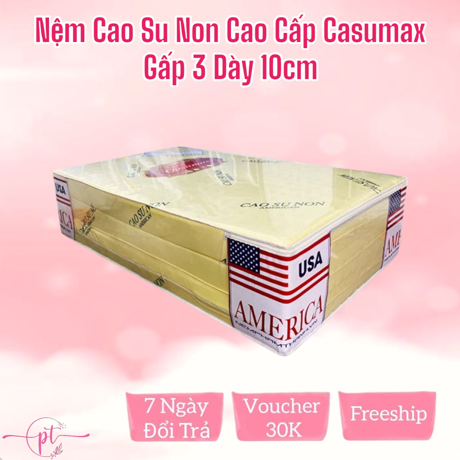 Nệm Cao Su Non America Đệm Cao Su Non Hàng Chính Hãng Gấp 3 Đủ Size 1m Đến 1m8 Dày 10cm