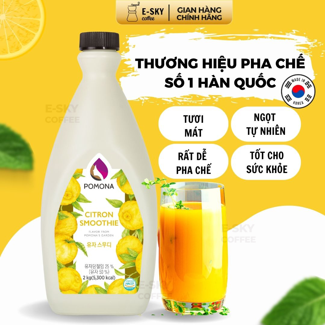 Mứt Thanh Yên Pomona Citron Smoothie Nguyên Liệu Pha Chế Hàn Quốc Chai 2kg