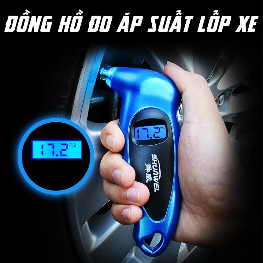 Máy đo báo áp suất lốp ô tô xe máy mẫu mới loại tốt màn hình led hàng cao câp