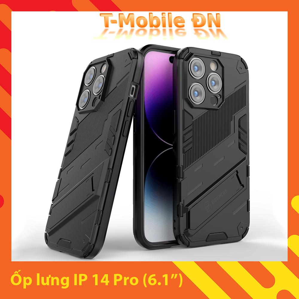 Ốp lưng cho iPhone 14 Pro, Ốp chống sốc Iron Man PUNK cao cấp kèm giá đỡ cho iPhone 14 Pro