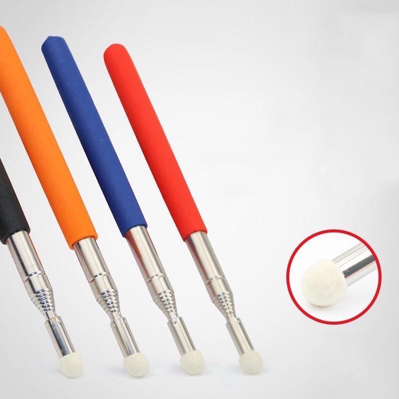 Que chỉ bảng - Que chỉ bản đồ Inox có dây đeo , đầu bọc nỉ mềm, tay cầm bằng nhựa, Giáo cụ dạy học cho giáo viên