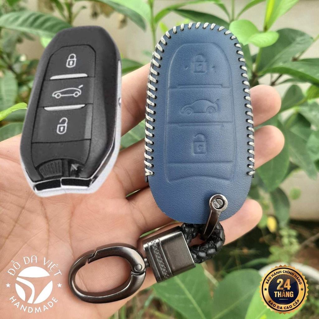 Bao Da Chìa Khoá Peugeot 2008,3008,5008. Da Bò Nhập Khẩu ITALIA, Khắc Tên, Số ĐT Chủ Xe,
