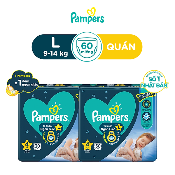 Combo 2 Tã Quần Pampers Ngon Giấc L30/XL26/XXL22