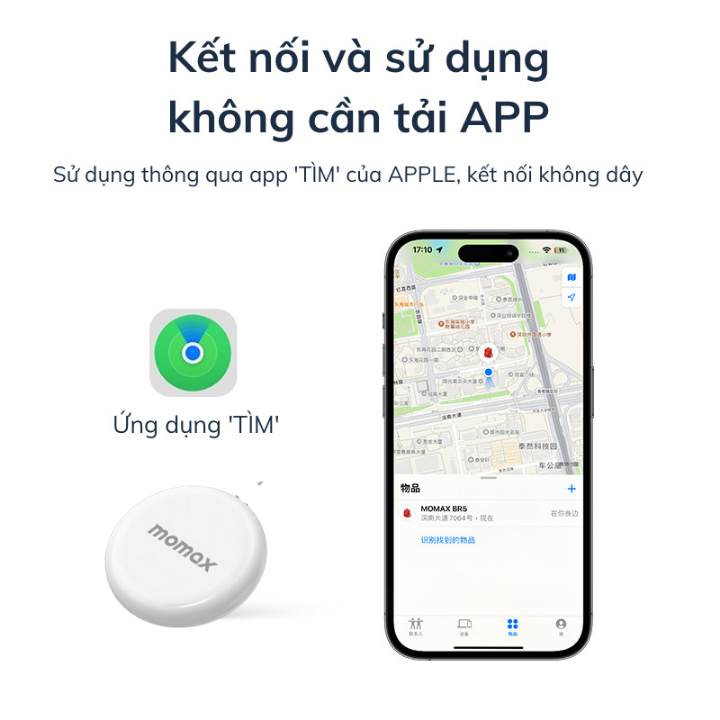 Định vị GPS Sothing Momax Pinpop BR7 giúp theo dõi ô tô, xe máy, trẻ em, đồ vật, thú cưng, hỗ trợ ap Find My- Hàng chính hãng