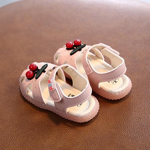 Dép tập đi, sandal tập đi cho bé gái 0-4 tuổi hình Cherry đế mềm hàng Quảng Châu
