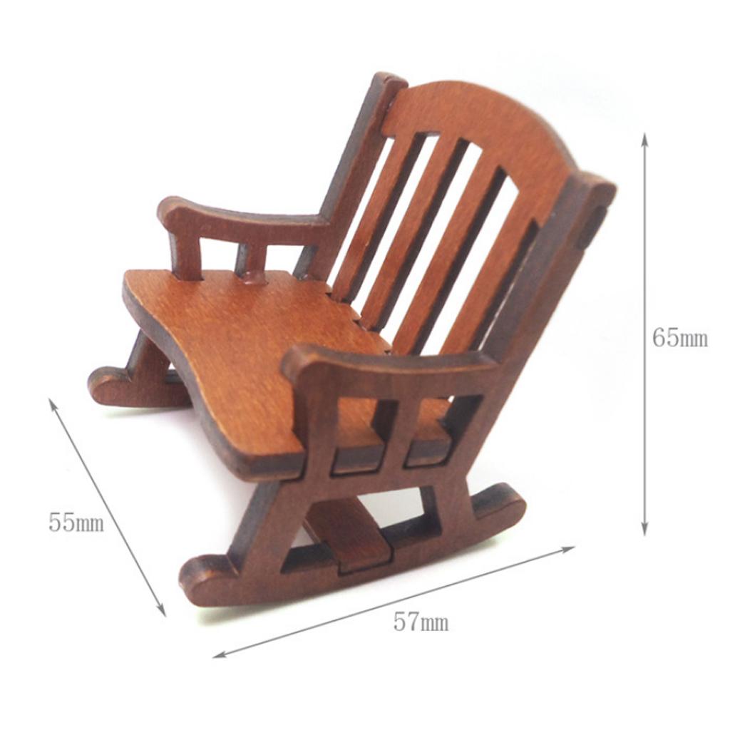Dollhouse Wooden Chair, 1:12 Dollhouse Miniature Wooden Rocking Chair Model, Dolls House Furniture