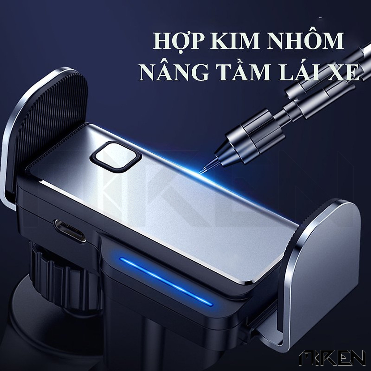 Giá Đỡ Điện Thoại Ô Tô Xe Hơi Hợp Kim Nhôm Hàng Không – Tự Động – Thông Minh - Xoay Chuyển Đa Góc Độ Màu Bạc – Mini Hàng Chính Hãng
