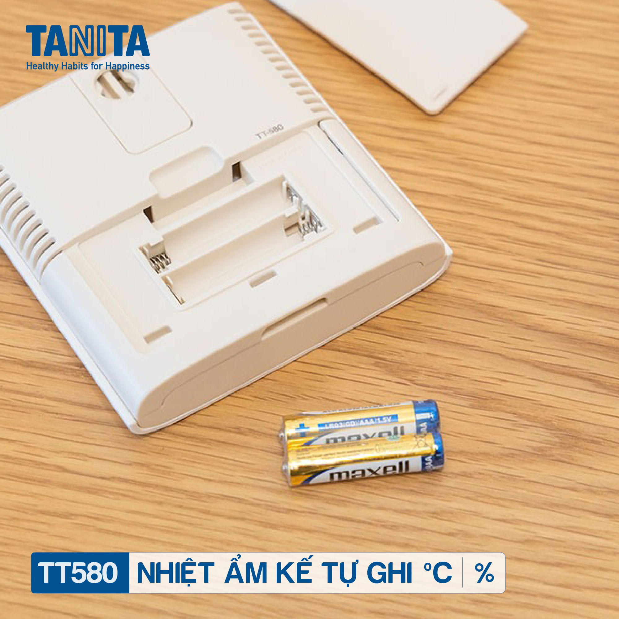 Nhiệt ẩm kế điện tử tự ghi 7 ngày TANITA TT580 chính hãng nhật bản,thiết bị đo độ ẩm nhiệt độ chính xác,màn hình rõ ràng,hiển thị ngày giờ chuông báo thức,có lỗ treo,để bàn phù hợp trong phòng lạnh, bệnh viện, gia đình có trẻ sơ sinh