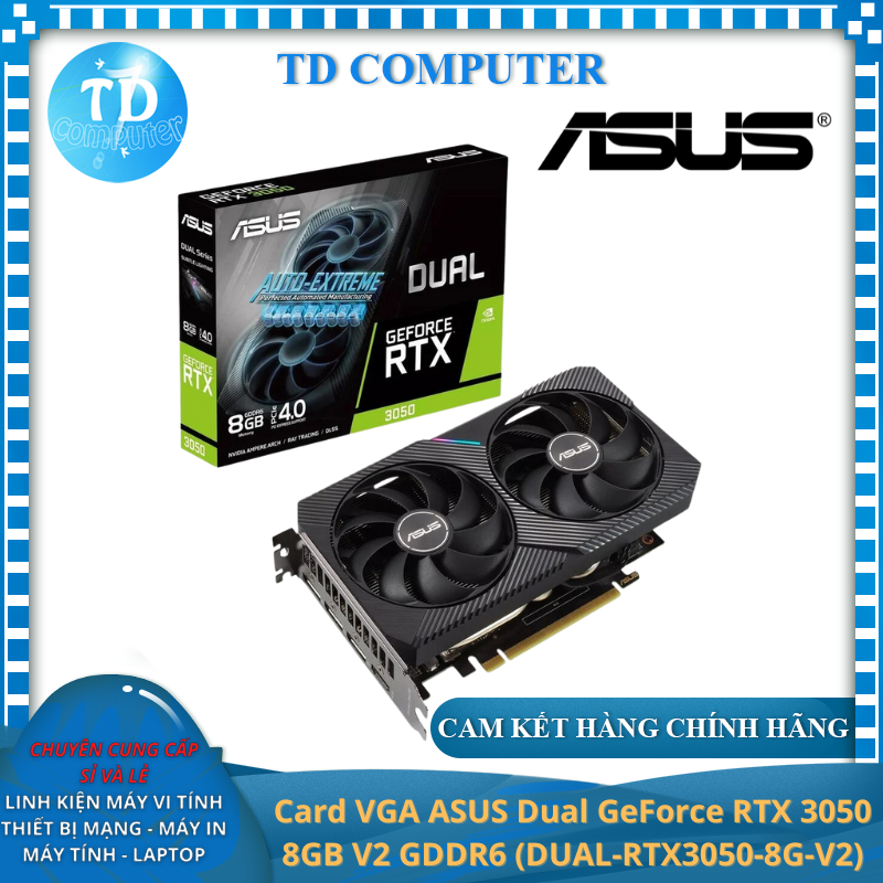 Card màn hình VGA ASUS Dual GeForce RTX 3050 8GB V2 GDDR6 (DUAL-RTX3050-8G-V2) - Hàng chính hãng Viết Sơn phân phối