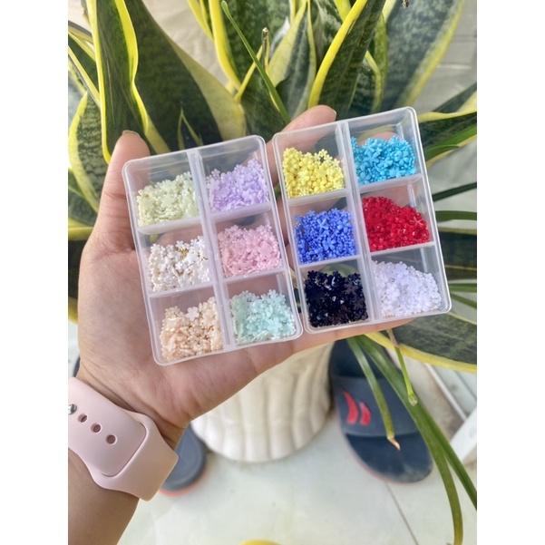 Sét hoa sứ và bi làm nail mix khay 6màu