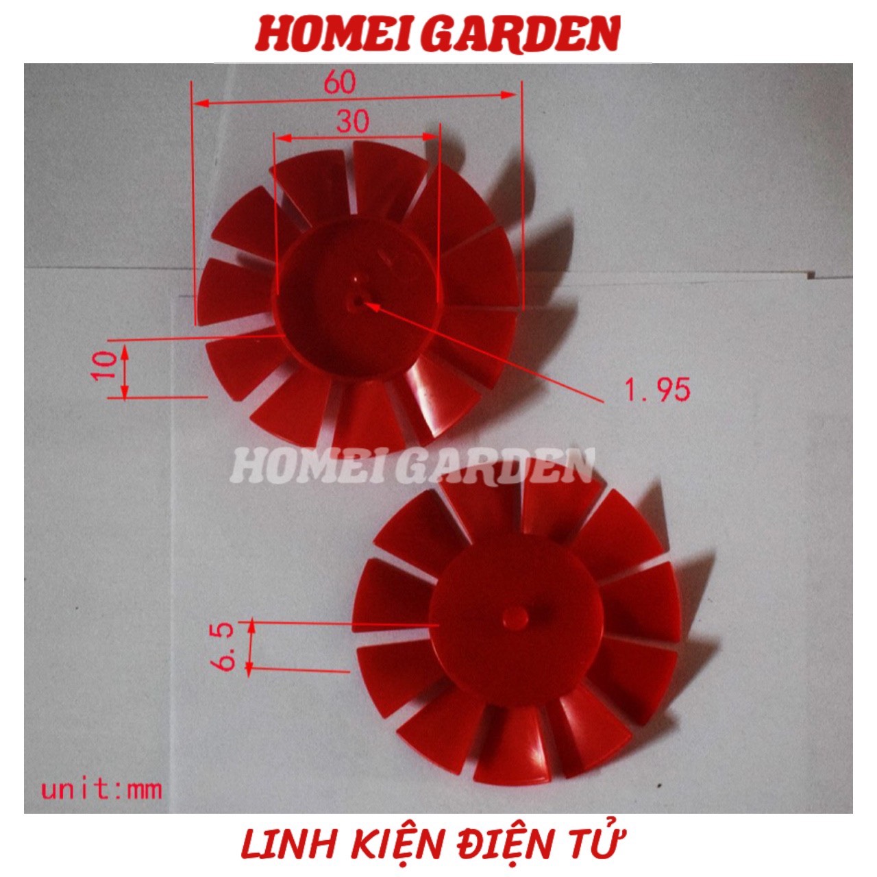 2 cánh quạt mini 11 cánh đường kính 60mm trục 2mm DIY mô hình - HM0095