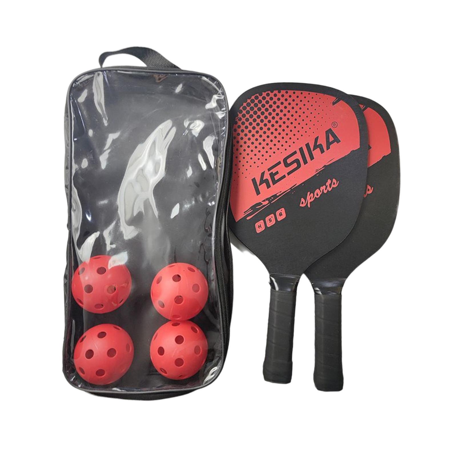 Pickleball Paddles Set Rackets Wood with 4 Balls Carry Bag for Adults Women
