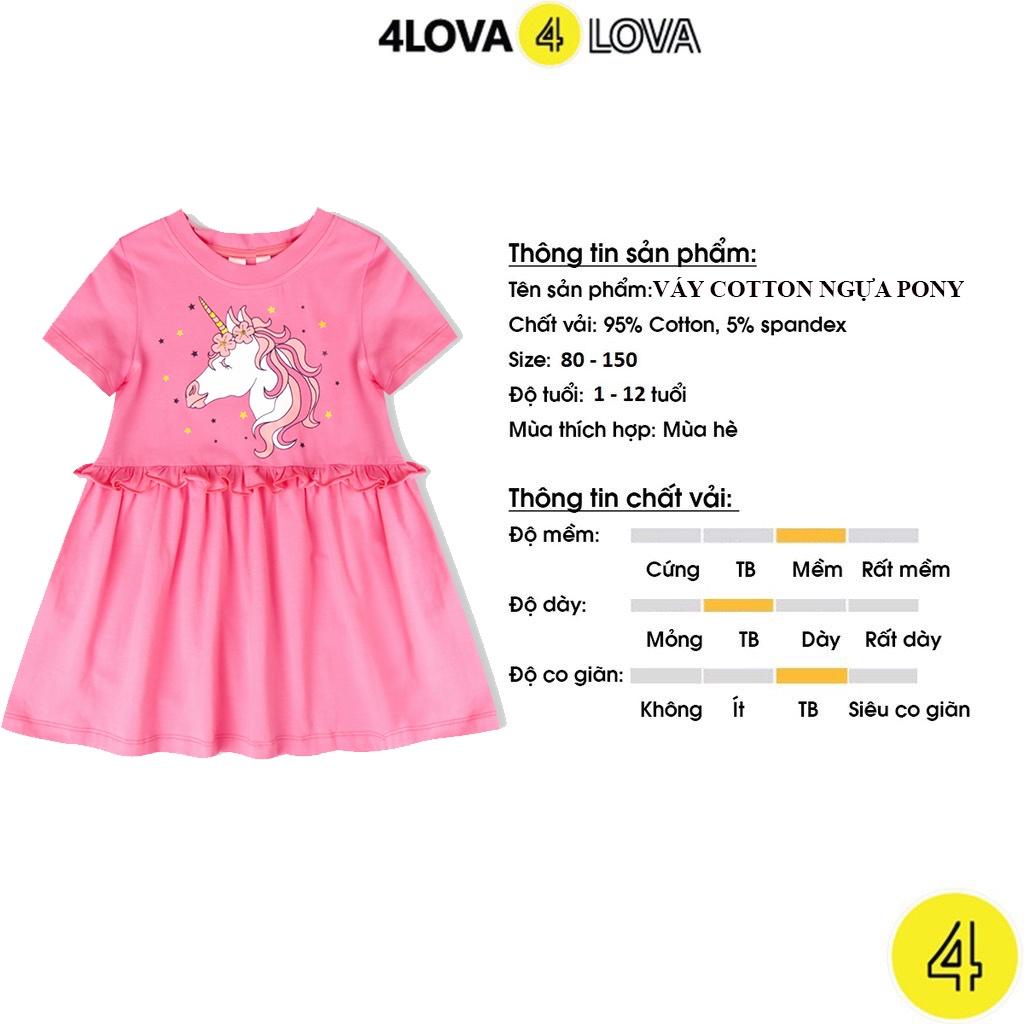 Váy bé gái cộc tay 4LOVA chất cotton hình dễ thương hàng chính hãng