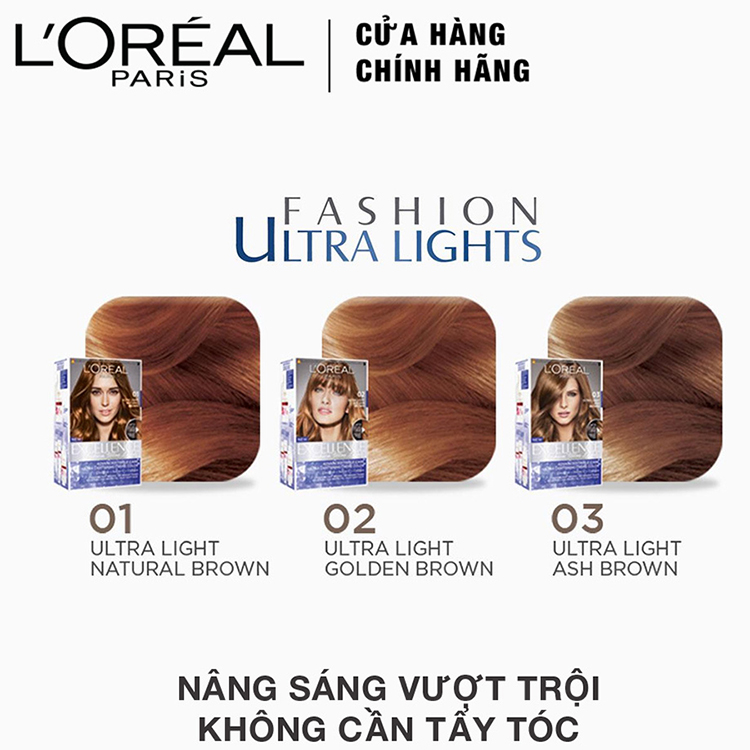 Kem Nhuộm Tóc Nâng Sáng 2 Trong 1 Ultra Light L'Oreal 172ml - Màu 01 Nâu Sáng Tự Nhiên