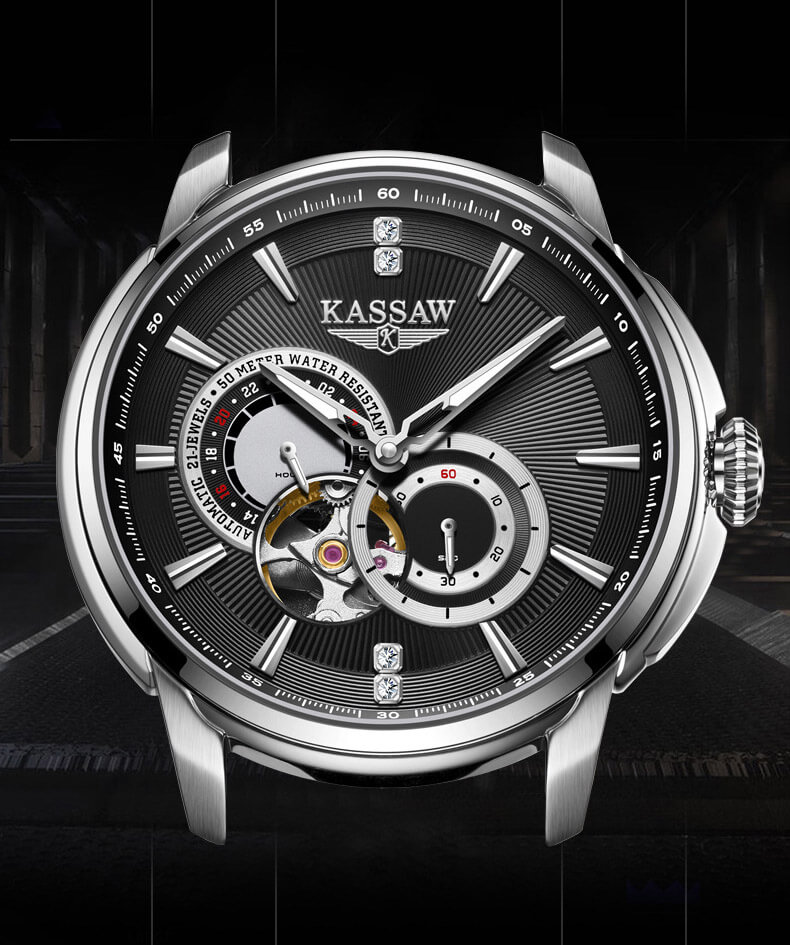 Đồng hồ nam chính hãng KASSAW K978-1 Kính sapphire ,chống xước ,Chống nước 50m ,Bảo hành 24 tháng,Máy cơ ,dây thép không gỉ
