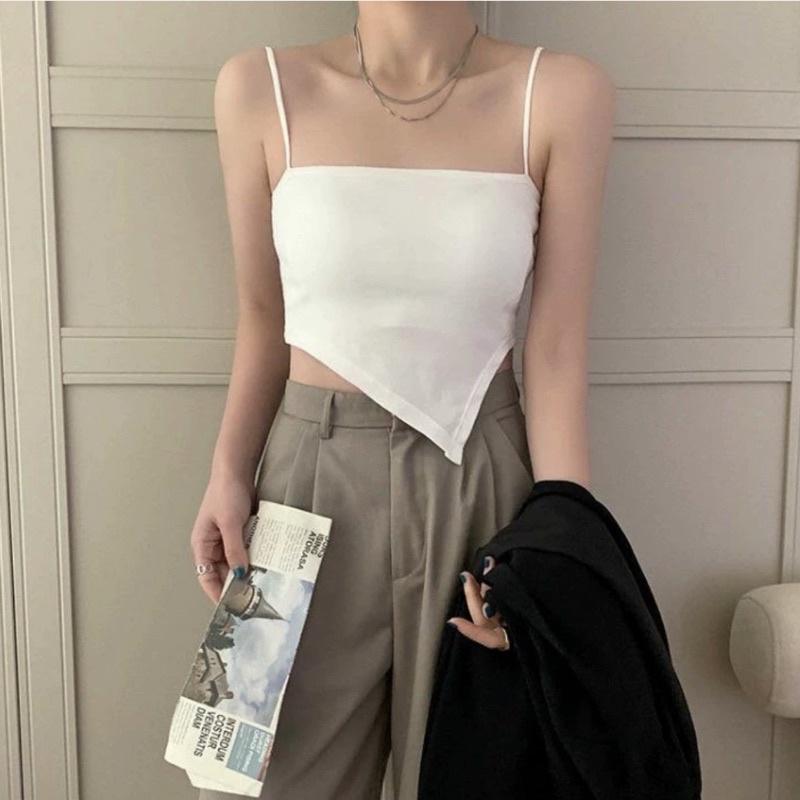 Áo hai dây bra vạt lệch có đệm mút hàng Quảng Châu cao cấp
