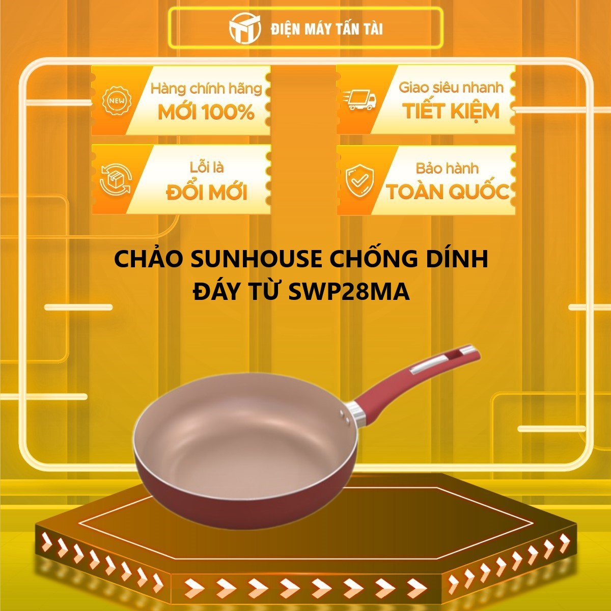 CHẢO SUNHOUSE CHỐNG DÍNH ĐÁY TỪ SWP28MA - Hàng chính hãng