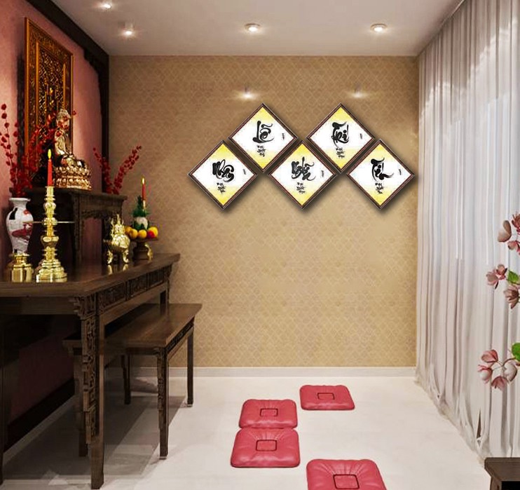 Tranh Thư Pháp Chữ Nhân Lễ Nghĩa Trí Tín V51-17