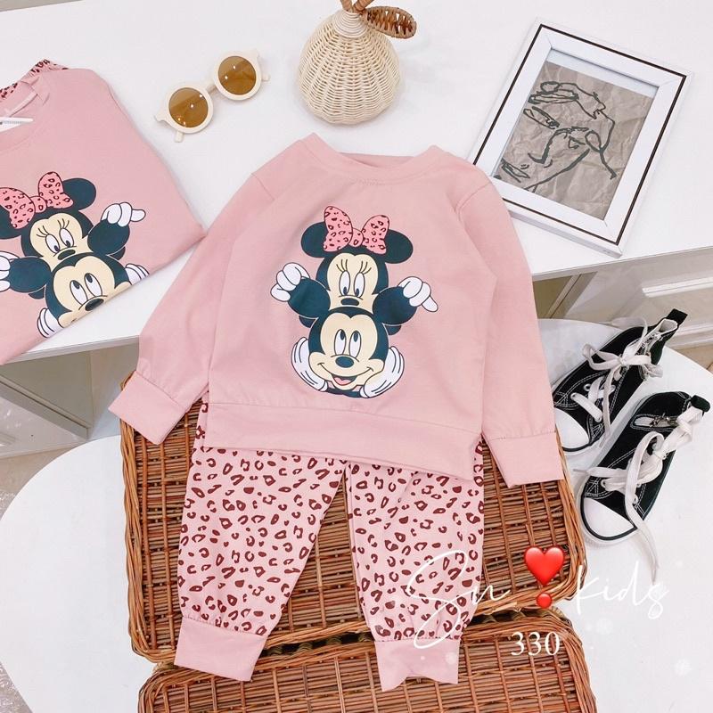 Bộ cotton hoạ tiết Mickey cực xinh cho bé gái 8-18kg