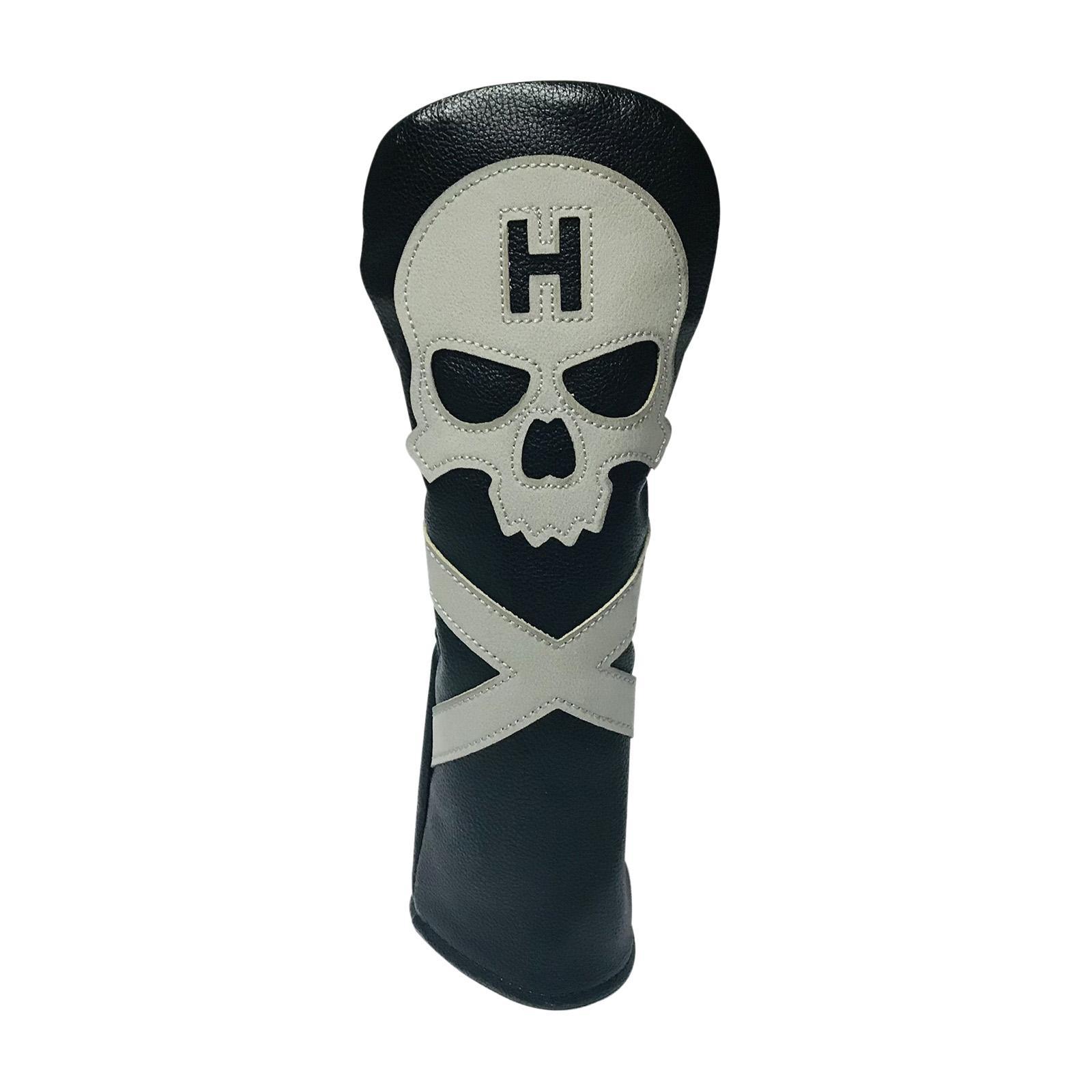 4x Premium Leather Golf Covers for Head 1, 3, 5 Driver & Woods with Elastic Closure, Skull Embroidery, Fits Most Wood Driver , UT