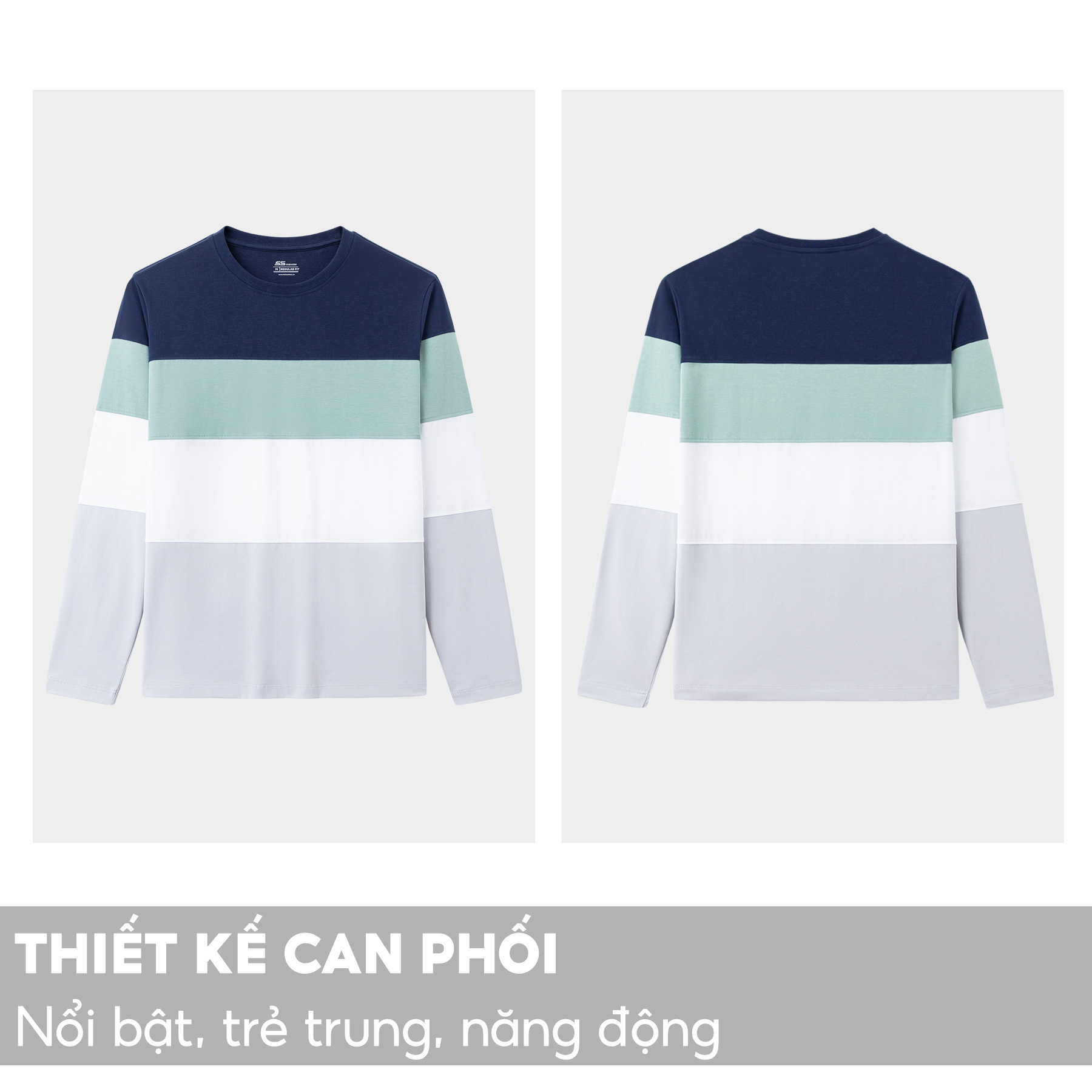 Áo Thun Nam Tay Dài 5S FASHION Chất Cotton, Can Phối, Phom Regular Fit Thoải Mái, Trẻ Trung, Nổi Bật (ATO23003)