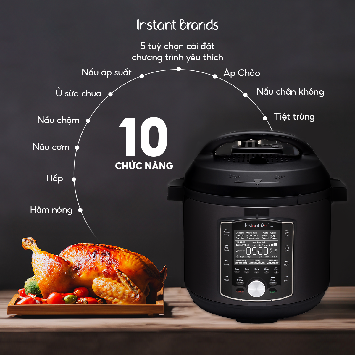 Nồi Áp Suất Điện Đa Năng INSTANT POT PRO 10-IN-1, 5.7L - Hàng Chính Hãng