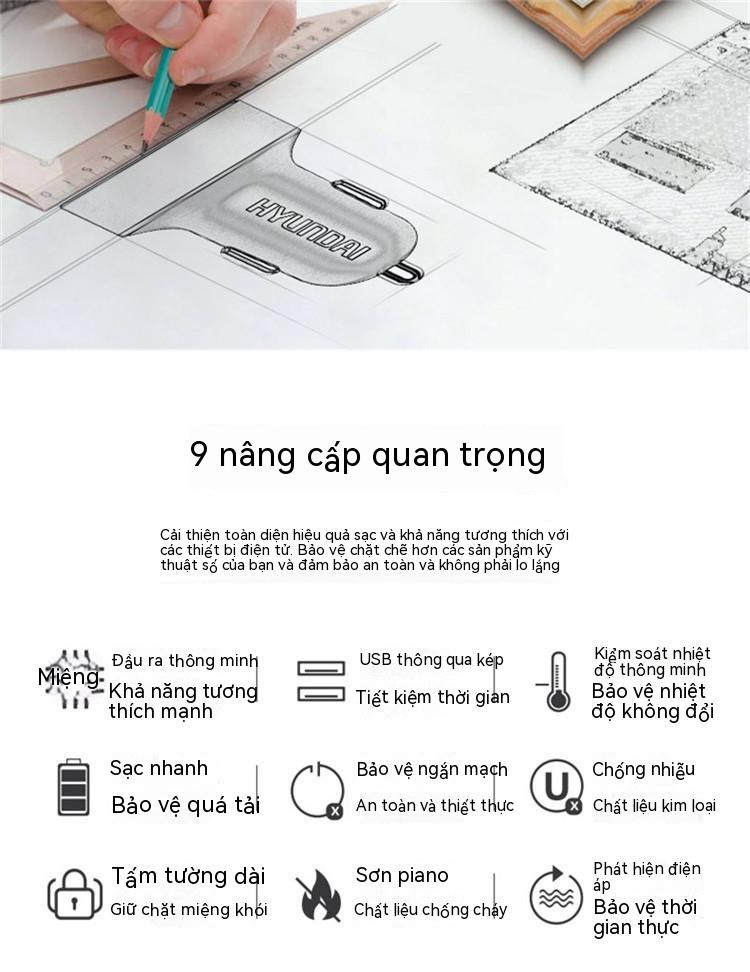 Với một chiếc xe hiển thị kỹ thuật số nạp đầy pin usb sạc đầy điện thoại di động đầy phích cắm