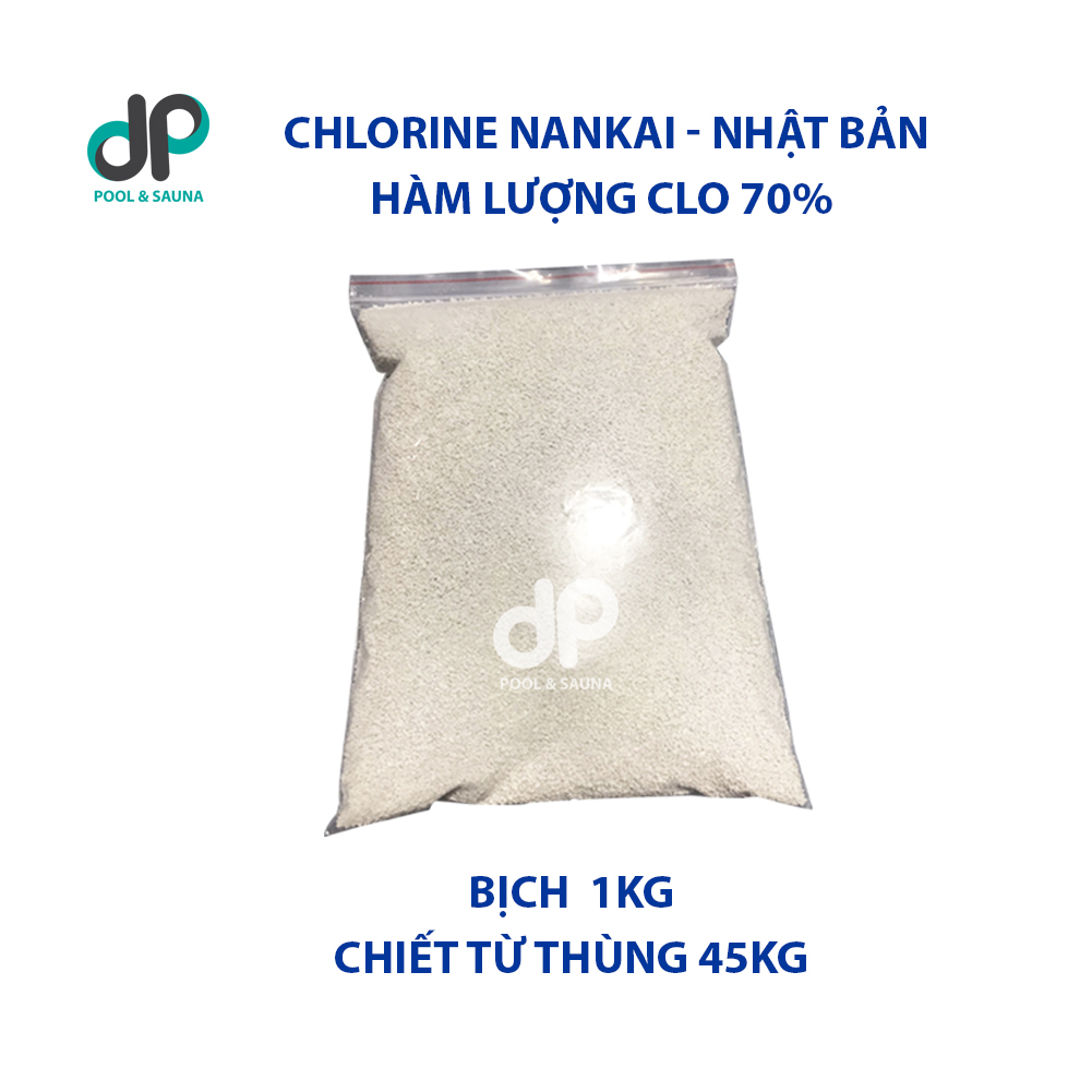 Clorin 70% Nhật Bản, 1KG chlorine Nankai Nhật Bản - Xử lí nước bể bơi, diệt rêu tảo, khử trùng nước sinh hoạt, ao hồ, sát khuẩn, tẩy trắng hiệu quả